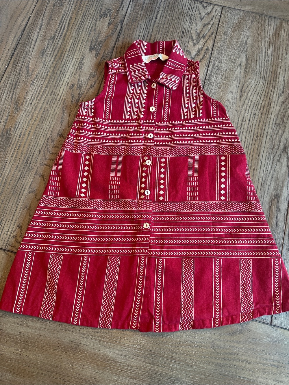 Pantaloons Akkriti Girls Barbados Cherry Red Boho Geometric Dress 3-4Y SS24